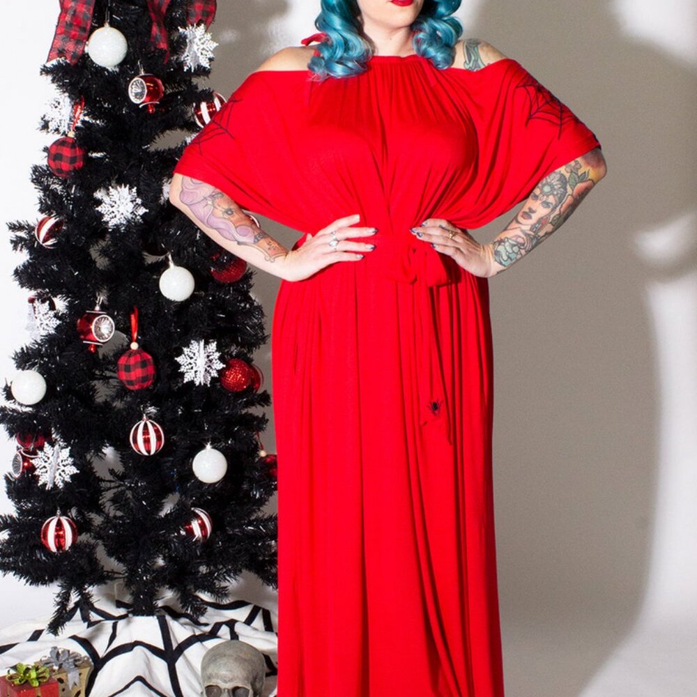 Cobweb CVLT Cavita Caftan in Red